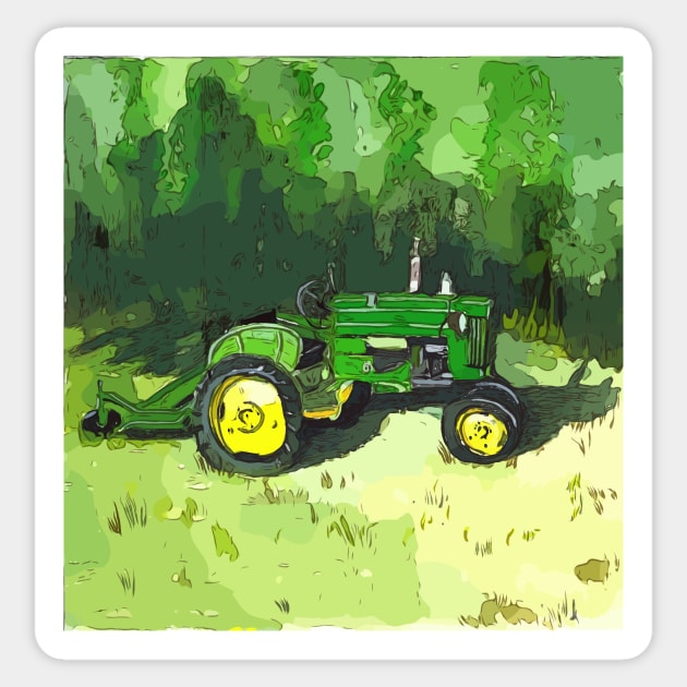 Antique “Green” tractor with mower attached Sticker by WelshDesigns